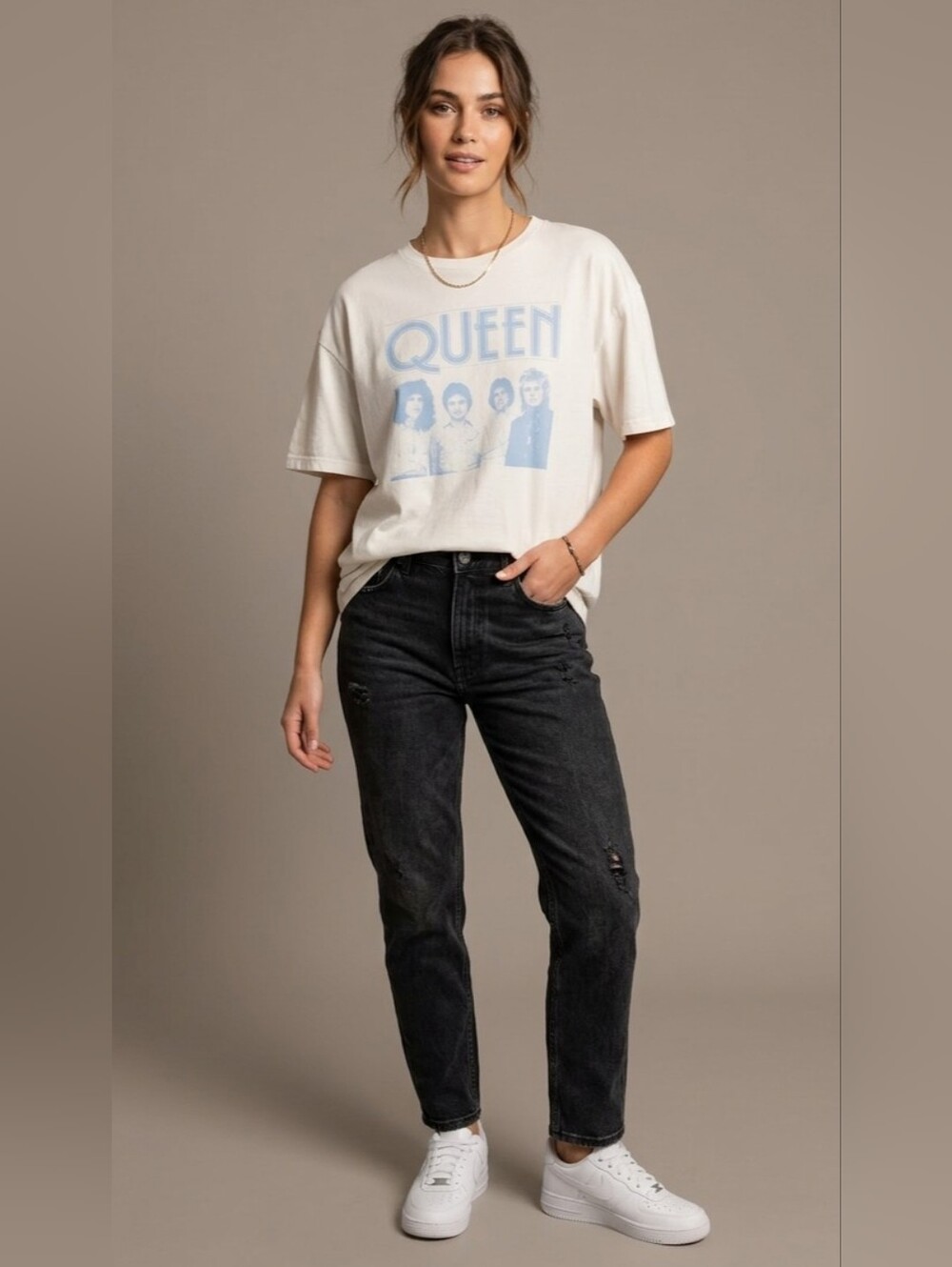 5 For $25✨️Queen Band T-Shirt White Blue Cotton Classic Rock Music Top Large